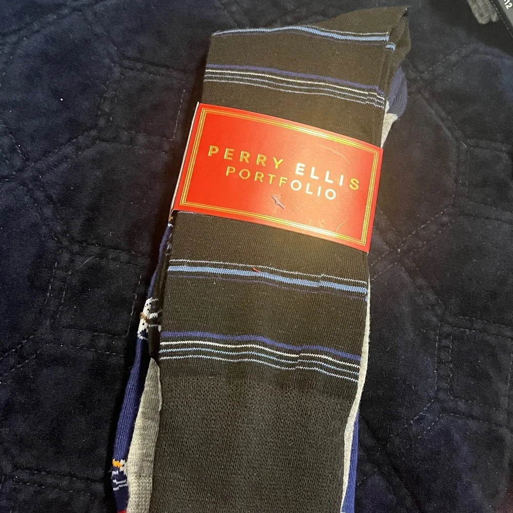 Perry Ellis Men's Socks - Blue, Black, Green, and Gray